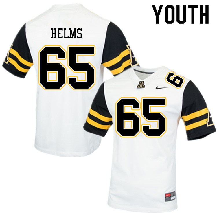 Youth #65 Isaiah Helms Appalachian State Mountaineers College Football Jerseys Sale-White - Click Image to Close